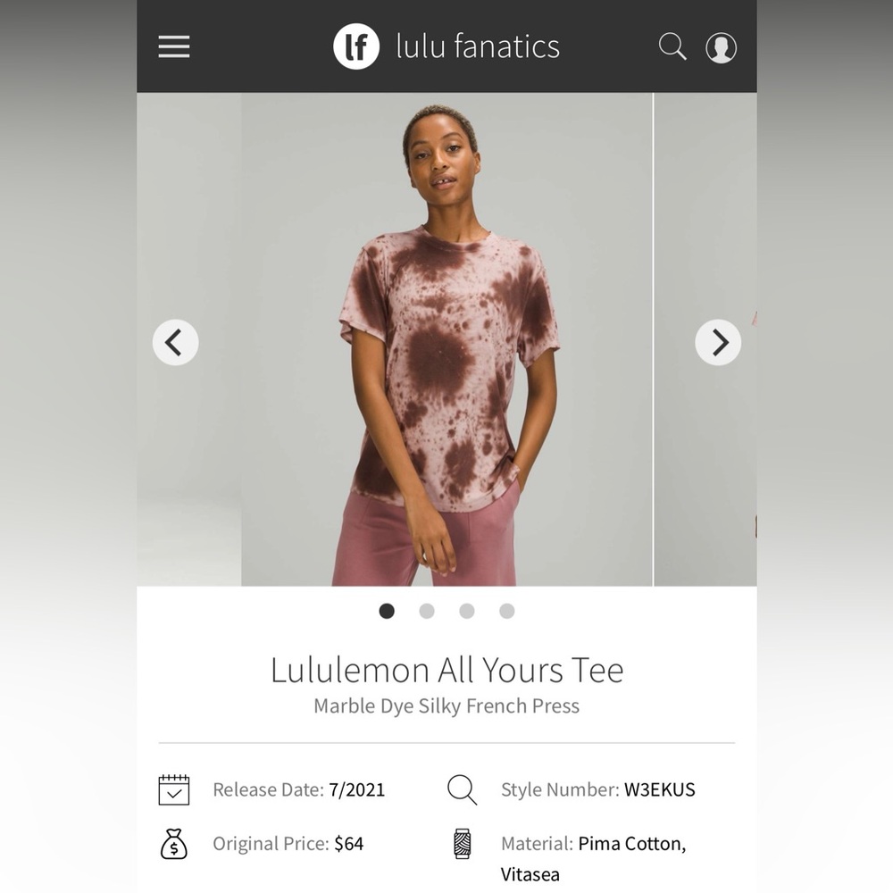 Lululemon All Yours Tee Marble Dye